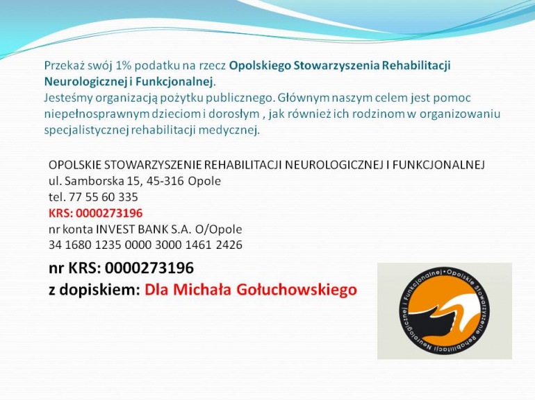 1% podatku dla Michała Gołuchowskiego