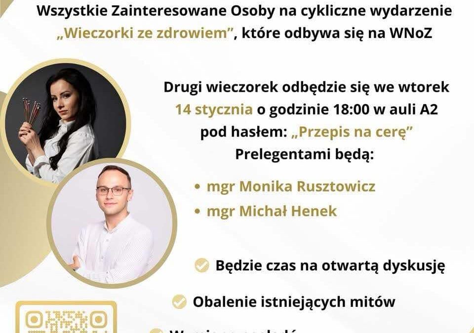 Jak utrzymać zdrową cerę? ,,Wieczorek ze zdrowiem’’  na Wydziale Nauk o Zdrowiu.